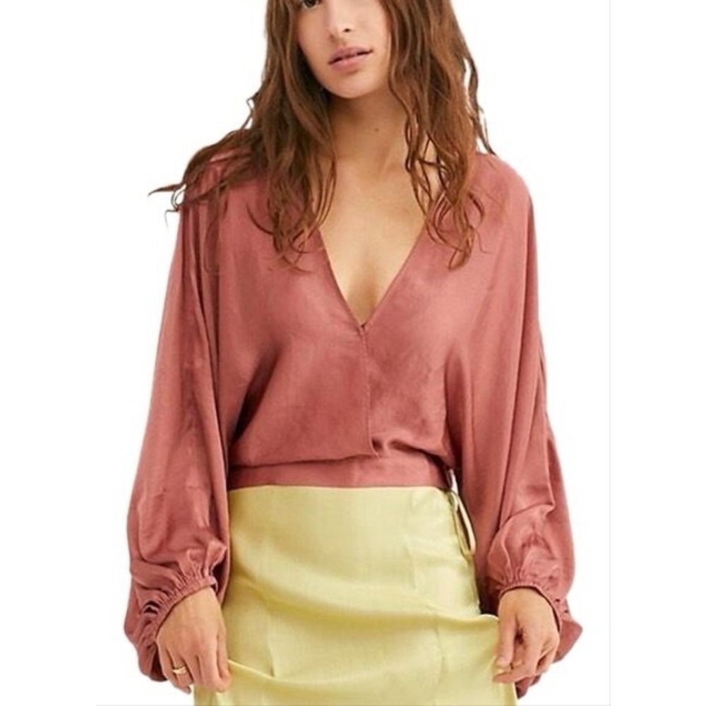 Free People Midnight Vibes Silky Dolman Long Sleeve Blouse